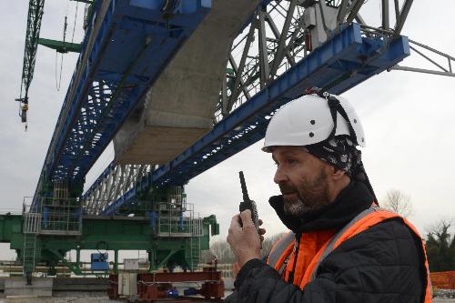 Cantiere del nuovo ponte sul Tagliamento nell'ambito dei lavori della terza corsia dell'A4 - Latisana 28/11/2017